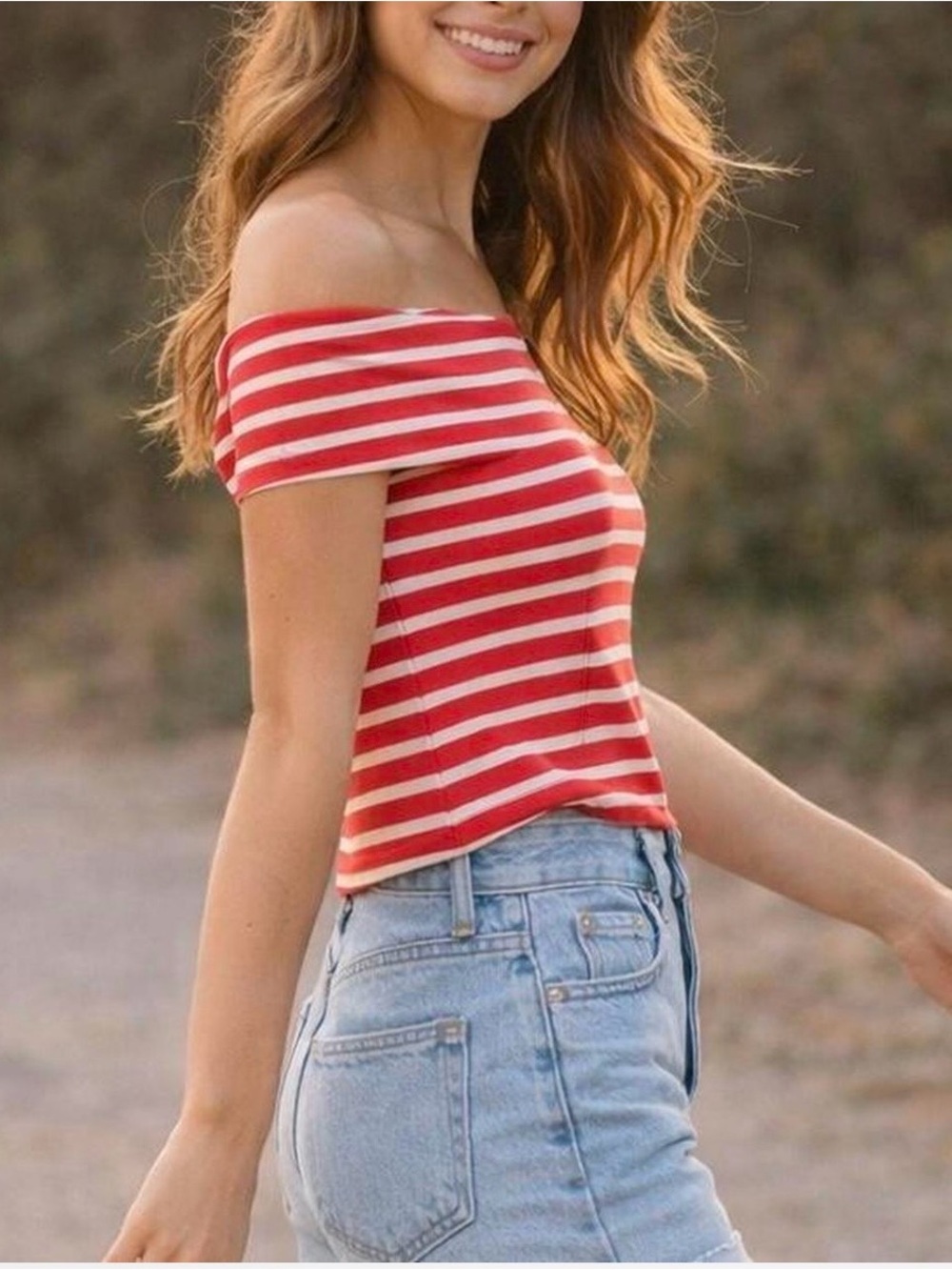 wild fable Off-Shoulder Striped Top